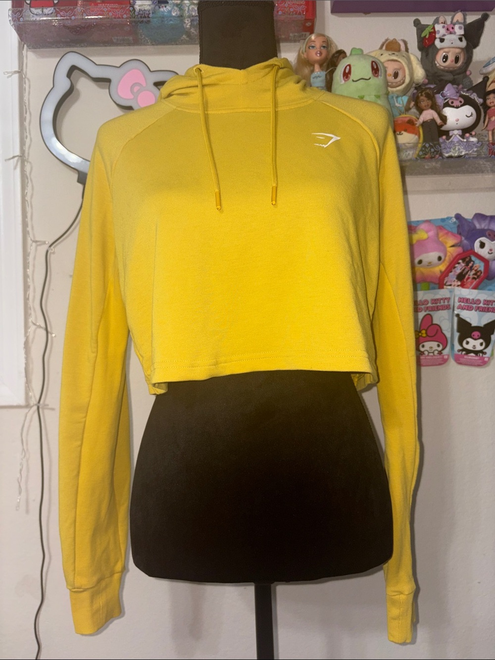 Gymshark Yellow Cropped Hoodie with Drawstring Hood